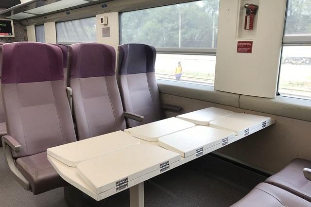 Vande Bharat Express:  In the case of the non-Executive chair car, the seats are arranged in 3+2 form. A foldable snack table is fixed to the center table that fills up the gap between the seat and the main table.