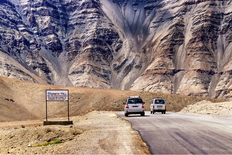 Witness Gravity Bend Down in Front of Nature in Magnetic Hills in Ladakh