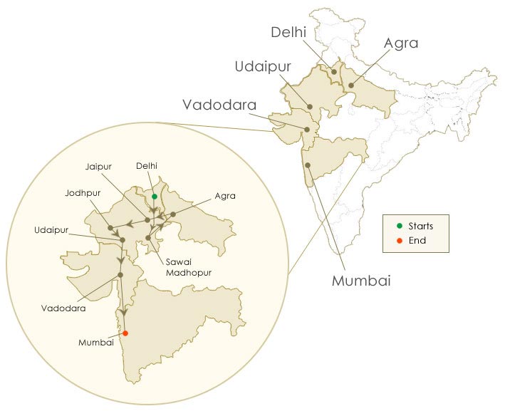 Indian Odyssey Route Map