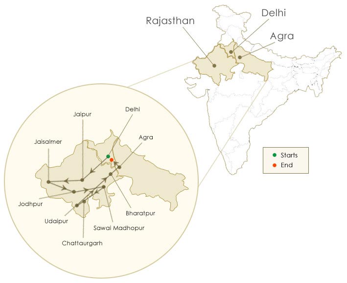 Palace on Wheels Route Map